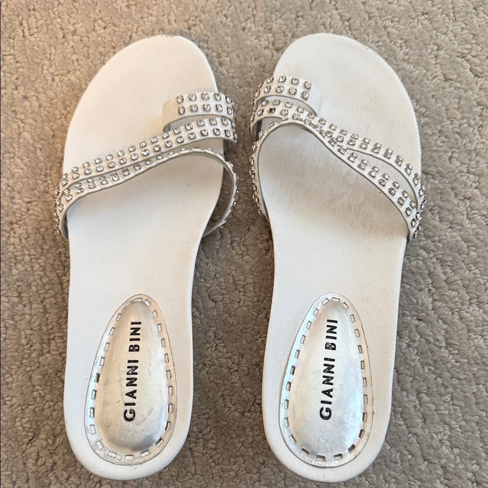 Gianni Bini White Crystal Embellished Sandals